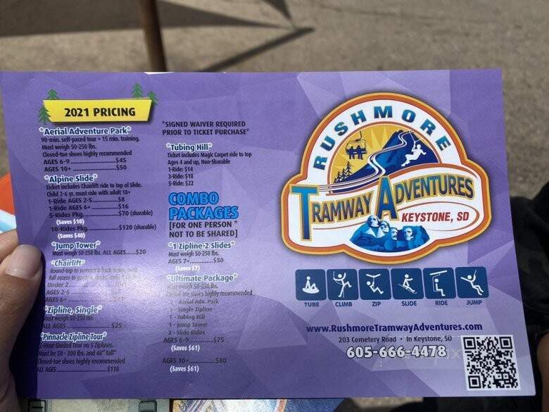Garden Cafe at Rushmore Tramway - Keystone, SD menu_pic