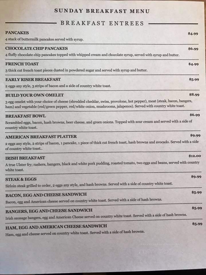 Meagher's Irish Pub - Bridgeport, WV menu_pic