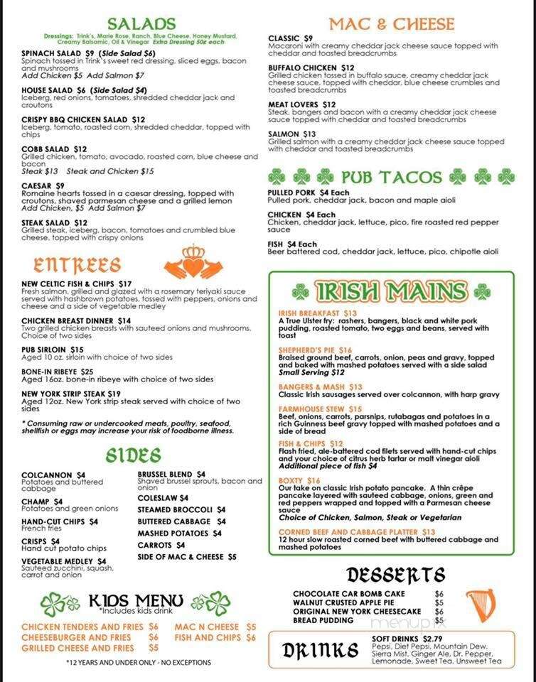 Meagher's Irish Pub - Bridgeport, WV menu_pic