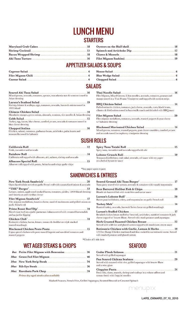 Larsen's Grill - Oxnard, CA menu_pic