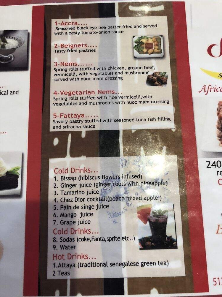 Chez Dior - Hyattsville, MD menu_pic
