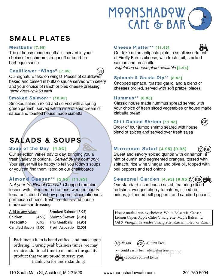 Moonshadow Cafe - Accident, MD menu_pic