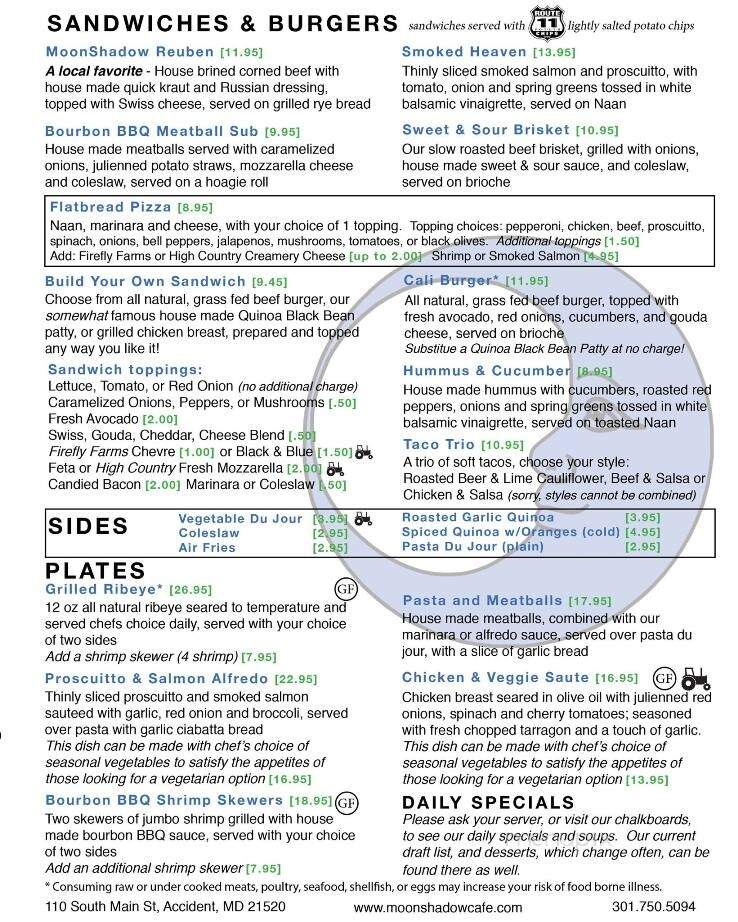 Moonshadow Cafe - Accident, MD menu_pic
