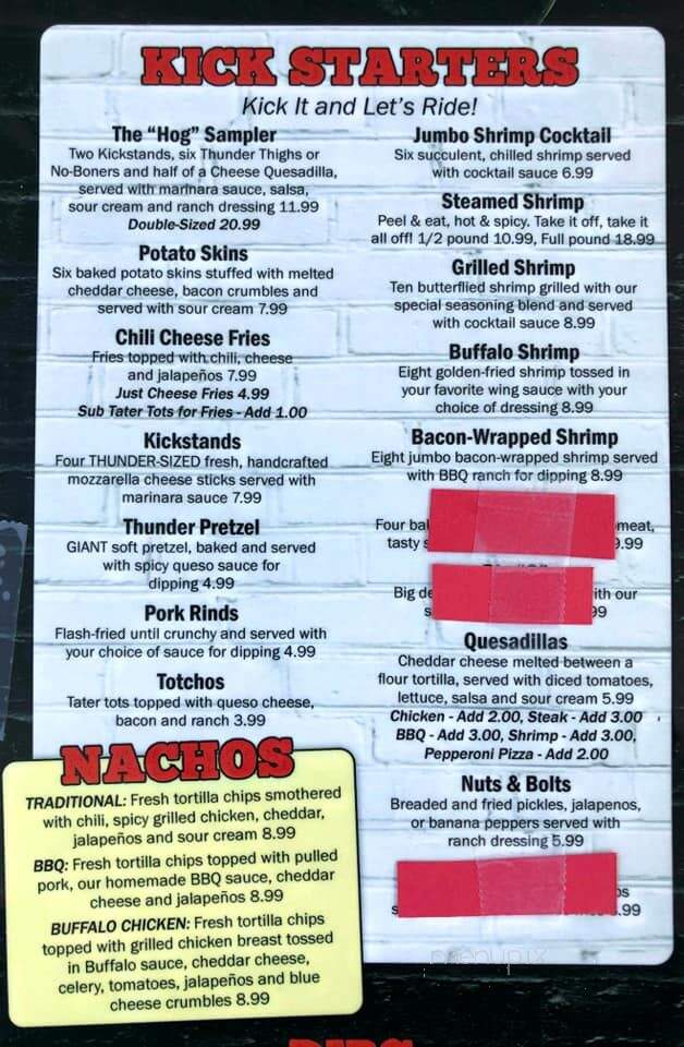 Iron Thunder Saloon - Mooresville, NC menu_pic