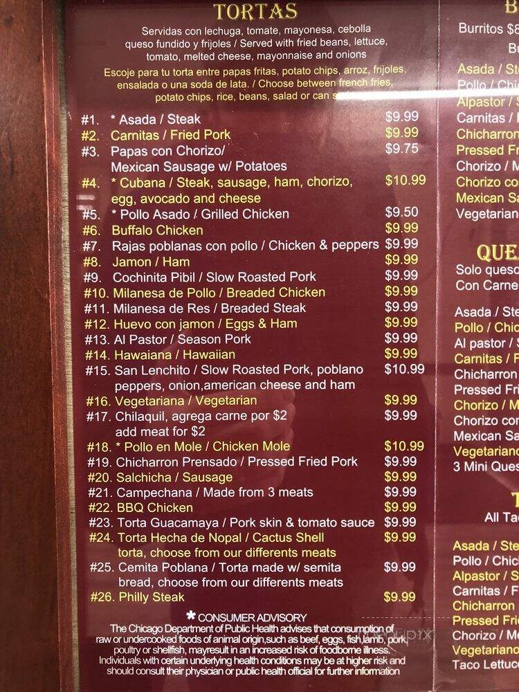 Torteria San Lenchito - Chicago, IL menu_pic