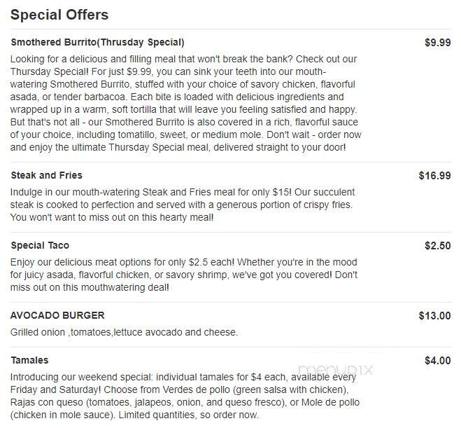 Dubai Mexican Grill and Bar Restaurant - Salt Lake City, UT menu_pic