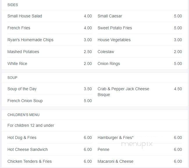 PJ Ryan's Pub - Phoenixville, PA menu_pic