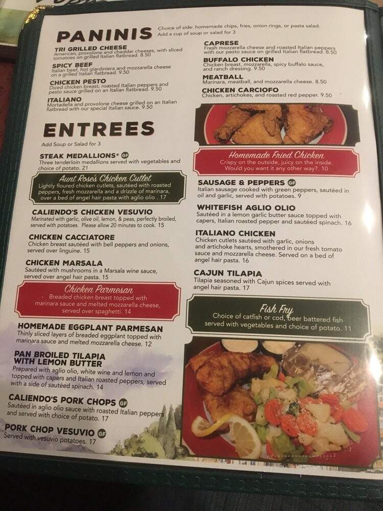 Caliendo's - Winfield, IL menu_pic