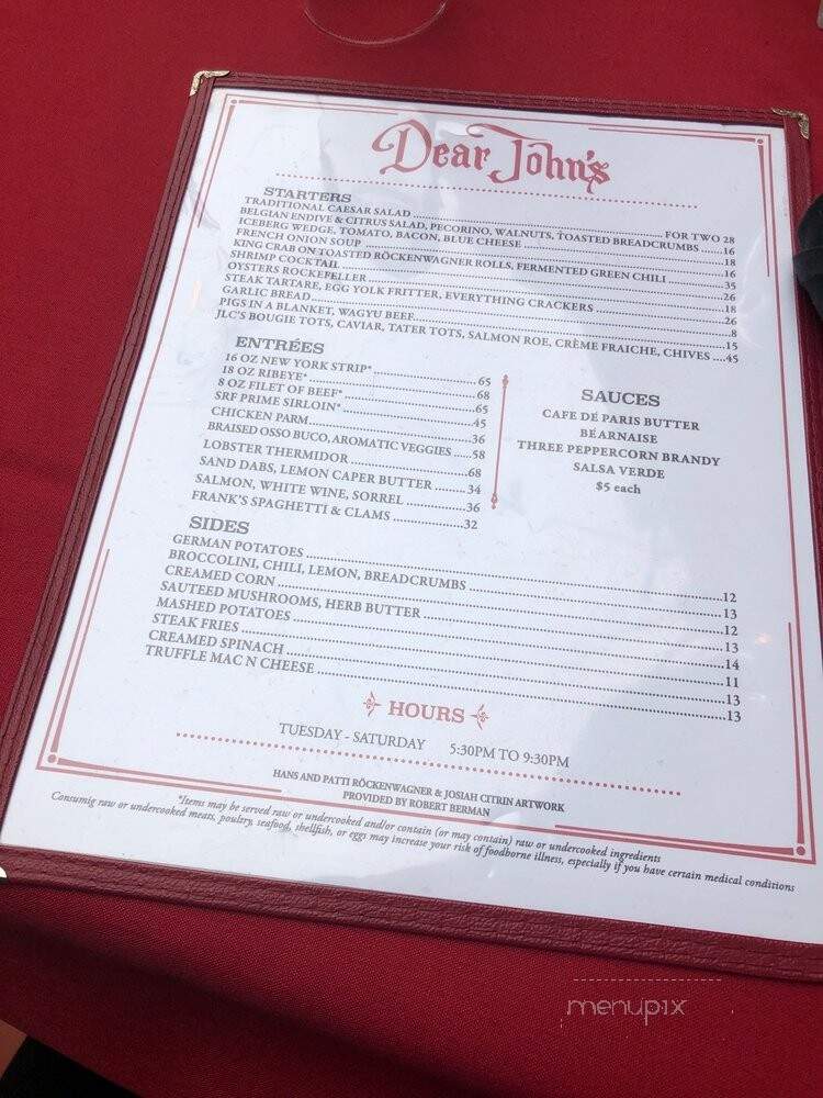 Dear John's - Culver City, CA menu_pic