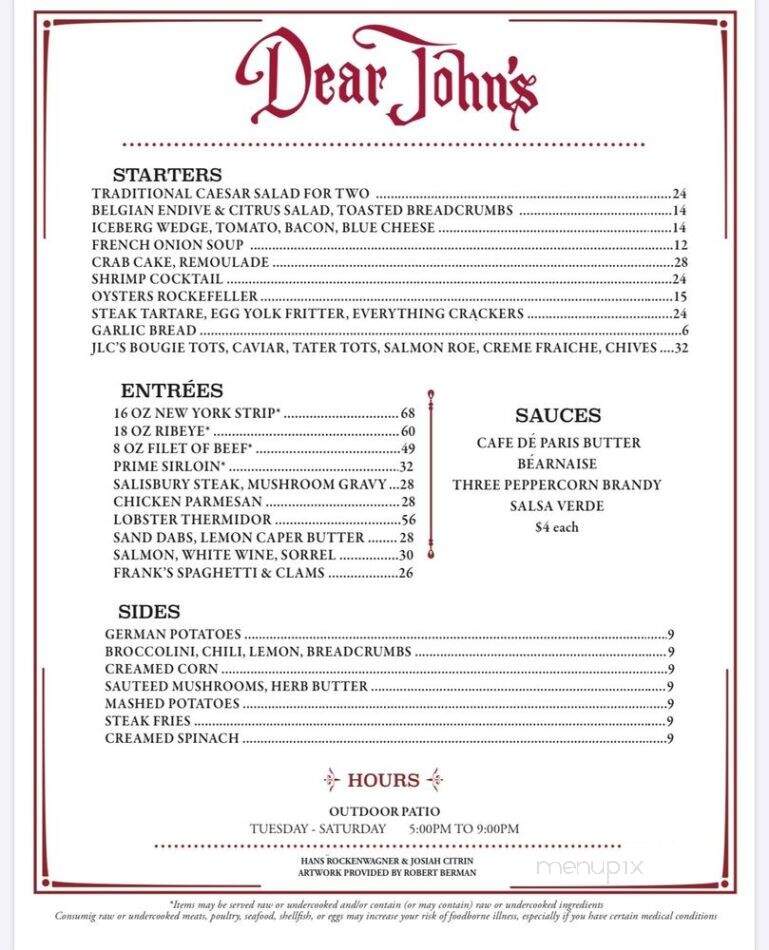 Dear John's - Culver City, CA menu_pic