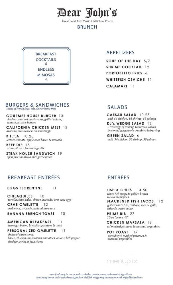 Dear John's - Culver City, CA menu_pic