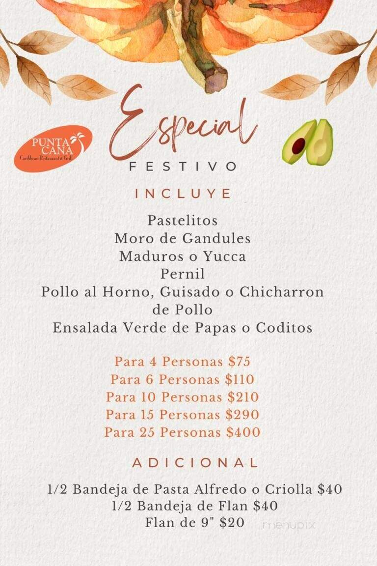 Punta Cana Caribbean Restaurant & Grill - Charlotte, NC menu_pic