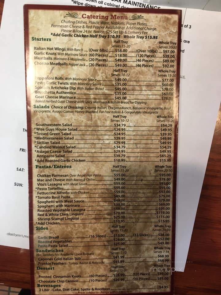 Wise Guys Pizzeria - Orange, CA menu_pic