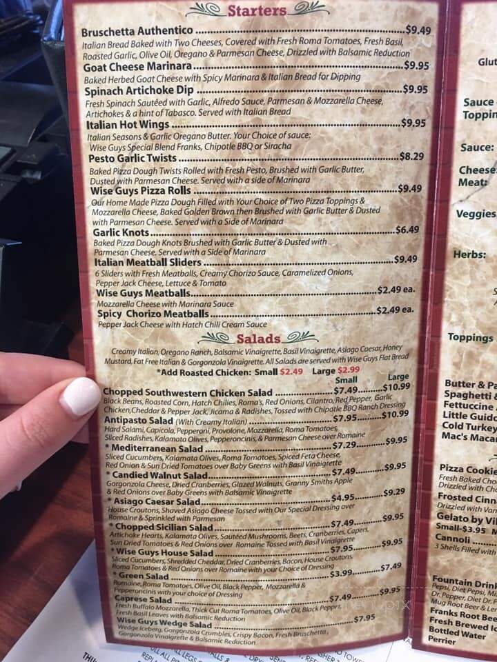 Wise Guys Pizzeria - Orange, CA menu_pic