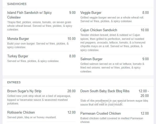 Brown Sugar Club - Brooklyn, NY menu_pic