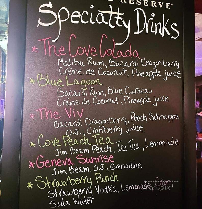Cove Niteclub - Geneva, OH menu_pic