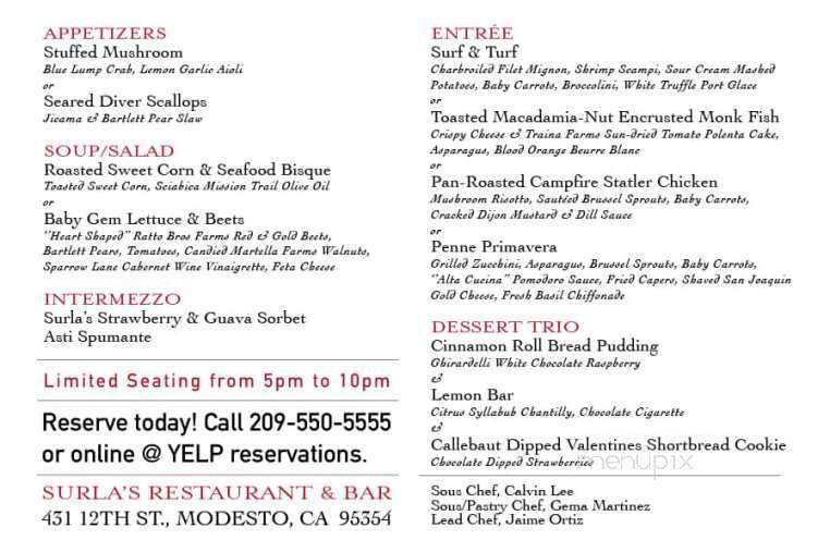 Surlas - Modesto, CA menu_pic