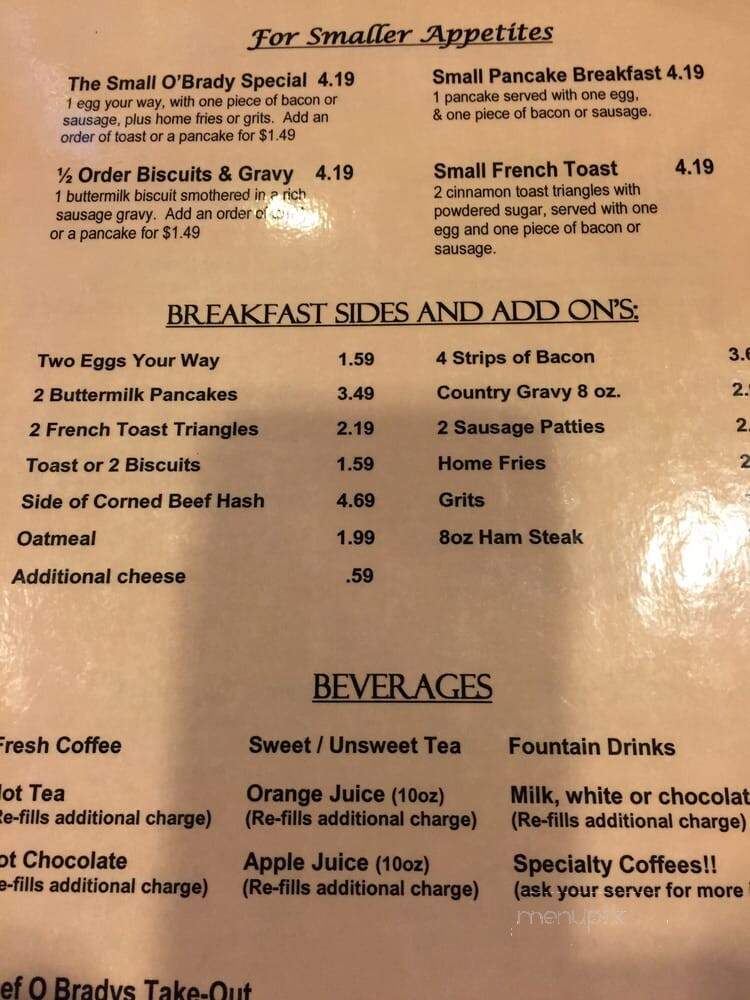 Beef O'Brady's - Clewiston, FL menu_pic
