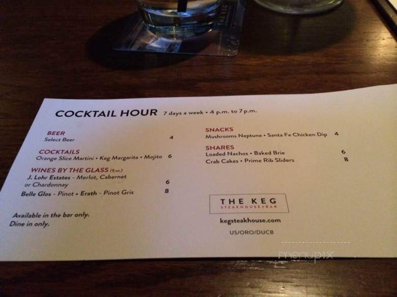 Keg Steakhouse Bar - Oro Valley - Tucson - Tucson, AZ menu_pic