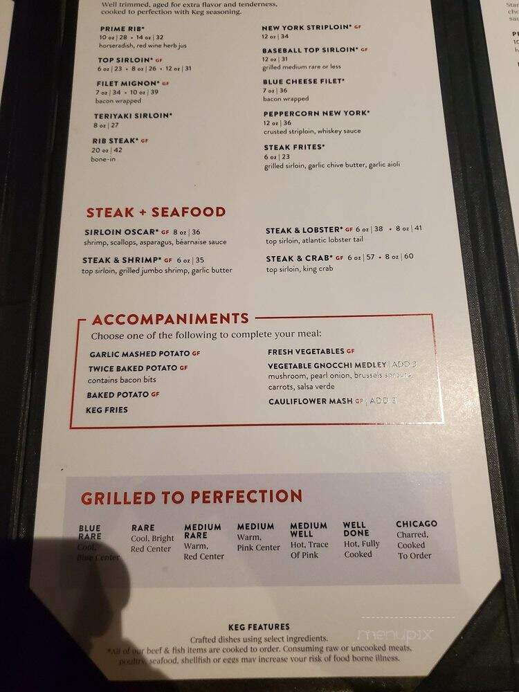 Keg Steakhouse Bar - Oro Valley - Tucson - Tucson, AZ menu_pic