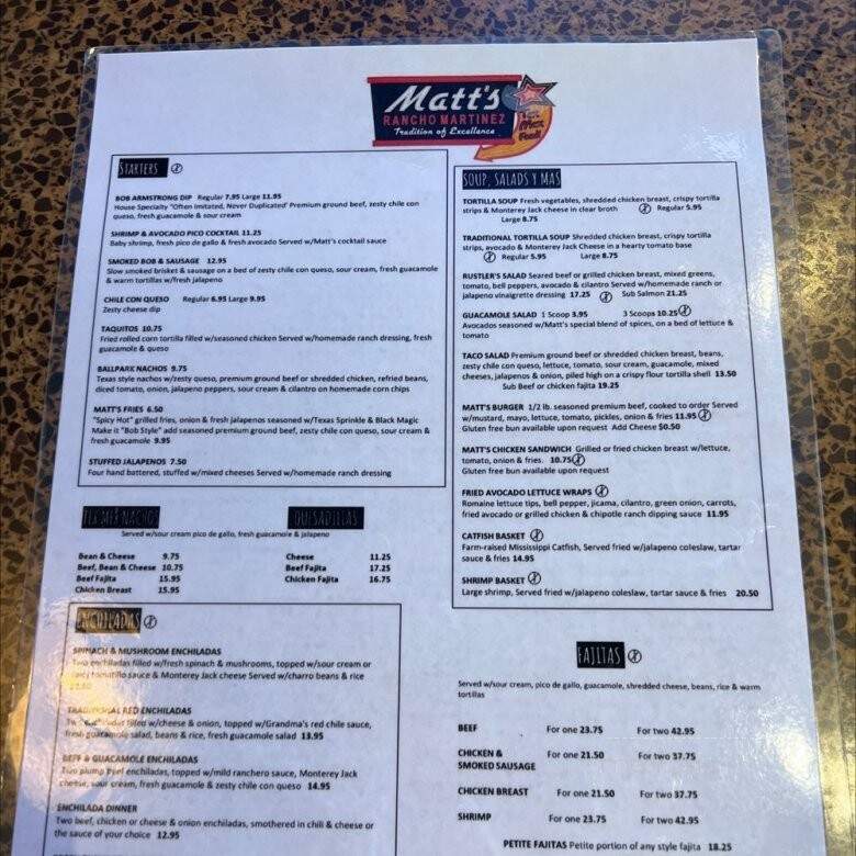 Matt's Rancho Martinez - Garland, TX menu_pic
