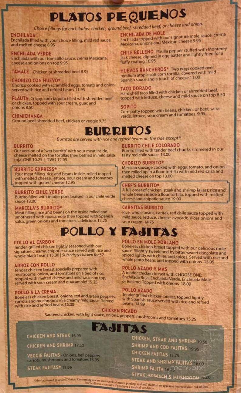 Marcela's - Chelan, WA menu_pic