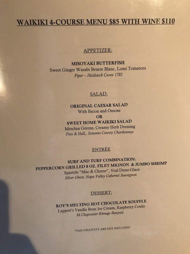 Roy's Restaurant - Honolulu, HI menu_pic