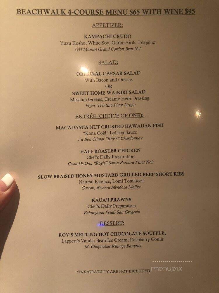 Roy's Restaurant - Honolulu, HI menu_pic