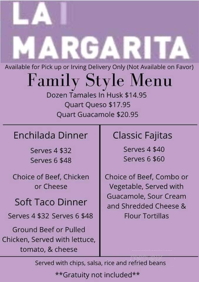 La Margarita - Irving, TX menu_pic