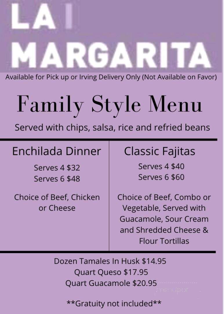 La Margarita - Irving, TX menu_pic