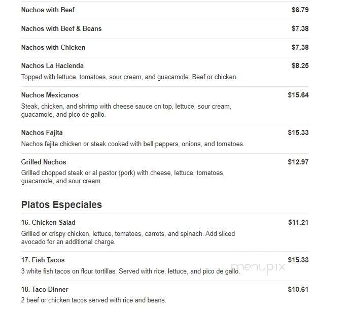 La Hacienda Mexican Restaurant - Pensacola, FL menu_pic