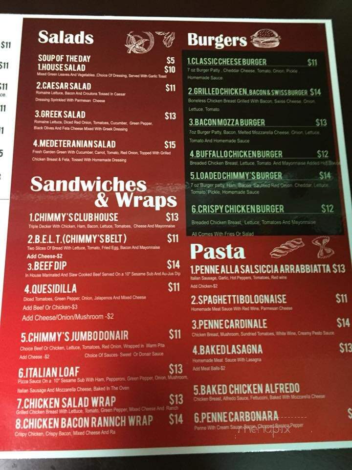 Chimmy's Neighborhood Pub & Grill - Edmonton, AB menu_pic