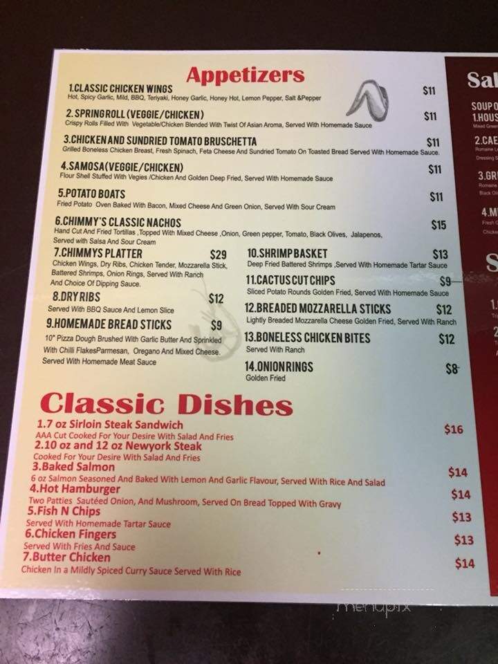 Chimmy's Neighborhood Pub & Grill - Edmonton, AB menu_pic