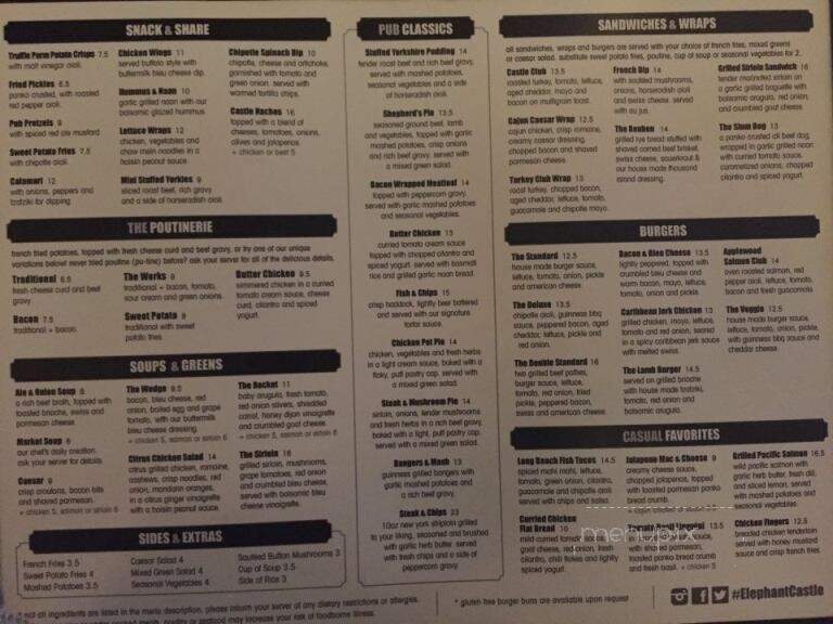 Elephant & Castle Pub & Restaurant - Richmond, BC menu_pic