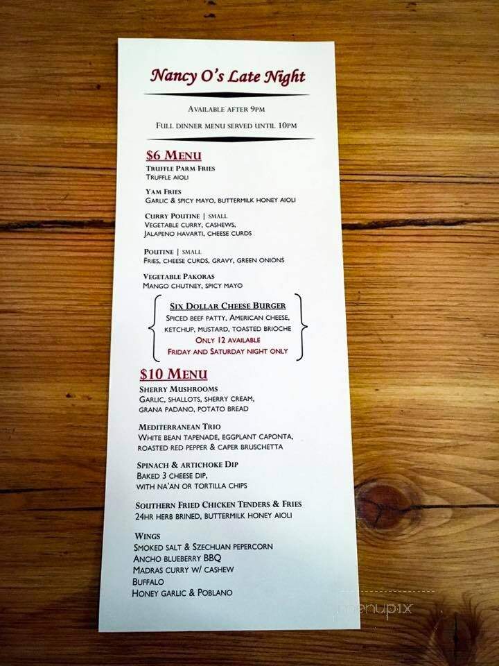 Nancy O's - Prince George, BC menu_pic