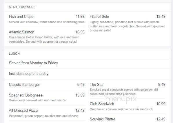 Nickels Restaurants-Place Versaille - Montreal, QC menu_pic