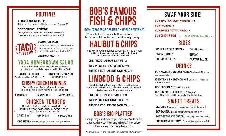 Bob's On The Rocks - Prince Rupert, BC menu_pic