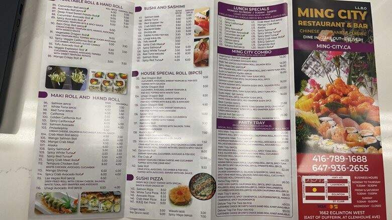 Restaurant Ming City Restaurant And Bar - York, ON menu_pic