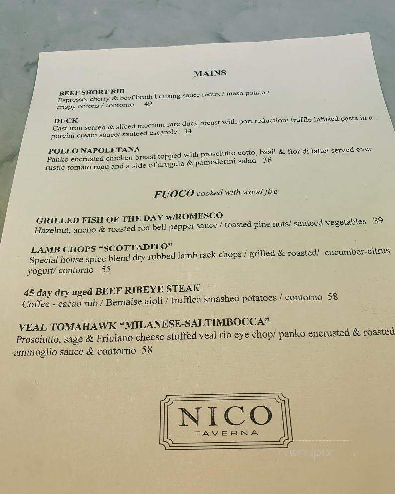 Nico Ristorante - Windsor, ON menu_pic