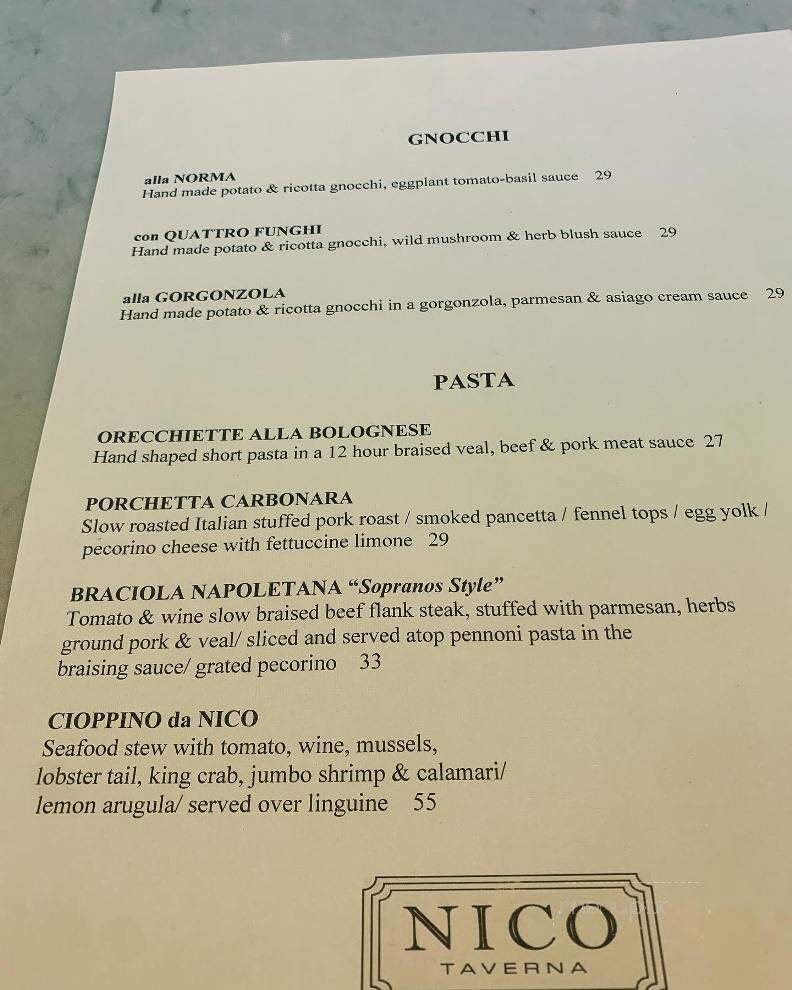 Nico Ristorante - Windsor, ON menu_pic