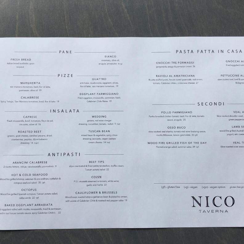 Nico Ristorante - Windsor, ON menu_pic