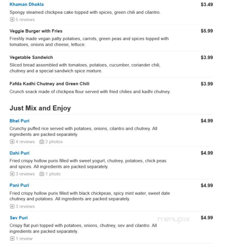 Kamdar Plaza - Chicago, IL menu_pic