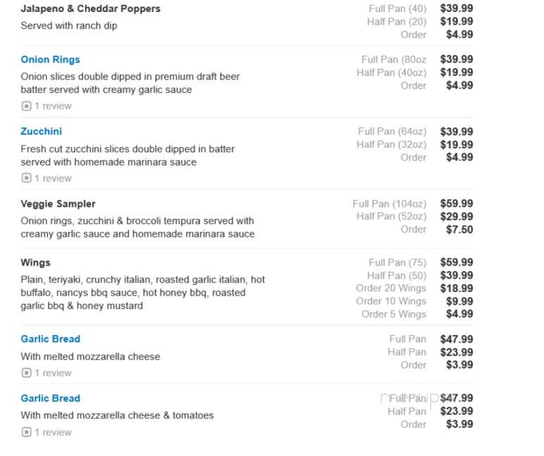 Nancy's Pizzeria - Woodridge, IL menu_pic