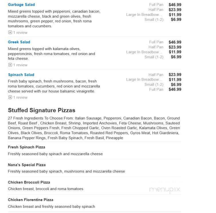 Nancy's Pizzeria - Woodridge, IL menu_pic