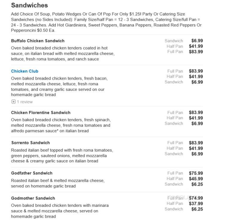 Nancy's Pizzeria - Woodridge, IL menu_pic