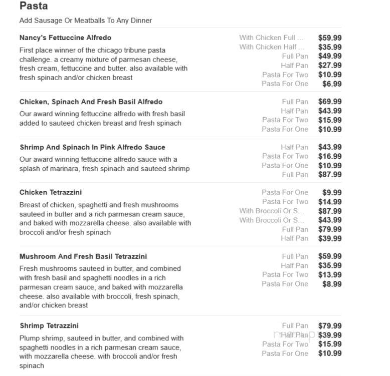 Nancy's Pizzeria - Woodridge, IL menu_pic