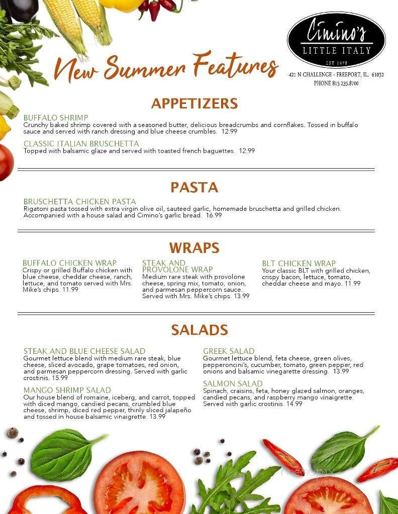 Cimino's Little Italy - Freeport, IL menu_pic