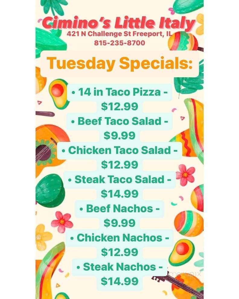Cimino's Little Italy - Freeport, IL menu_pic