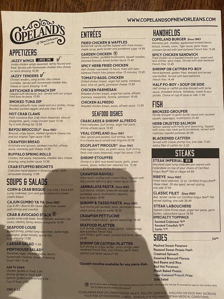 Copeland's Of New Orleans - Lake Charles, LA menu_pic
