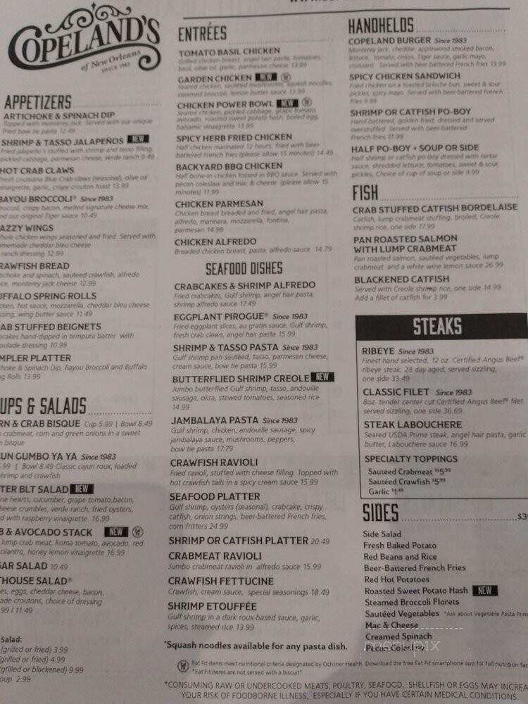 Copeland's Of New Orleans - Lake Charles, LA menu_pic